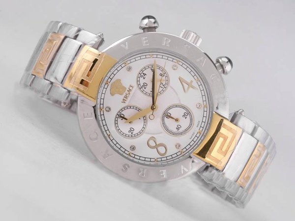 Versace Dv One A541221 Silver 18k Gold Strap Round Womens Watch watches
