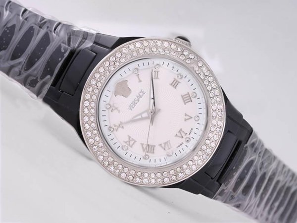Versace Dv One A541221 White Dial Round Black Ceramic Strap Watch watches