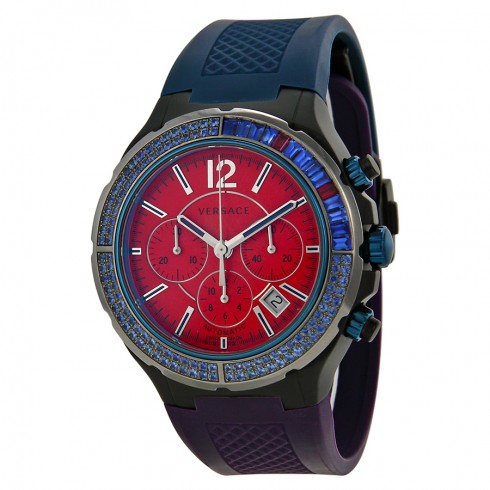 Versace DV One Chronograph Red Dial Blue and Black Men's Watch 26CCS92D800-S872 watches