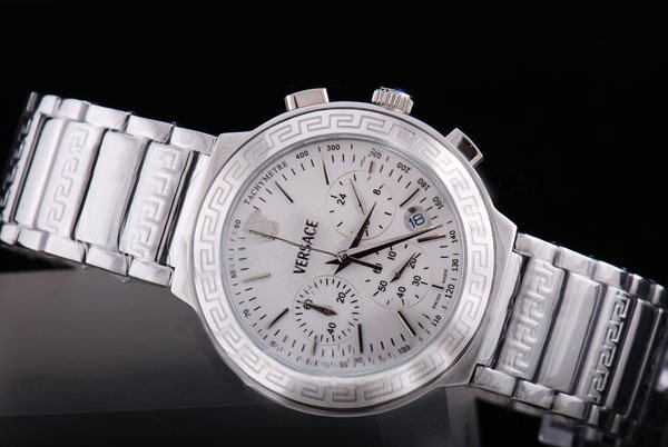 Versace Dv One ULC99 P410570 White Dial Silver Stainless Steel Strap Round Watch watches