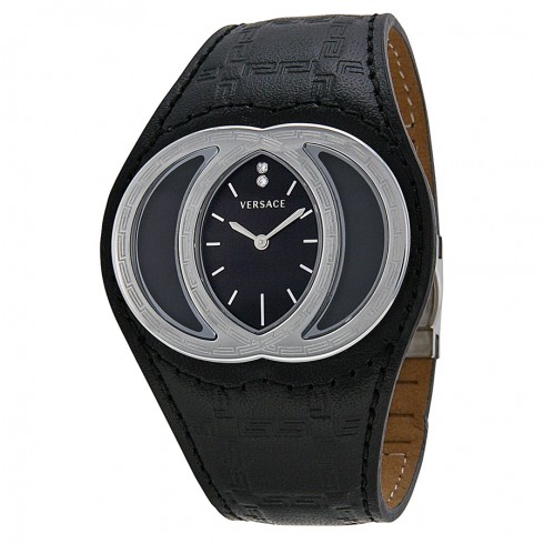 Versace Eclissi 84Q Black Gullloche Dial Black Leather Men's Watch 84Q99SD009-S009 watches
