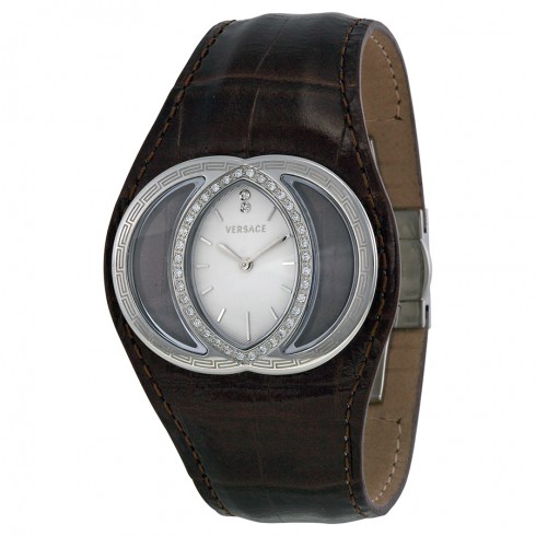 Versace Eclissi Silver Guilloche Dial Brown Leather Watch 84Q91SD001-S497 watches