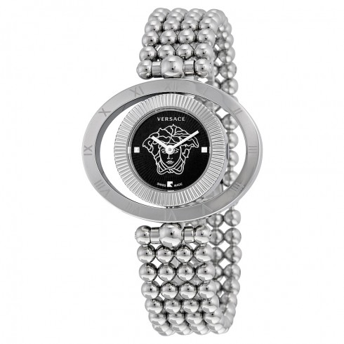 Versace Eon Ellipsis Reversible Black Enamel Dial Stainless Steel Ladies Watch 91Q99D008-S099 watches
