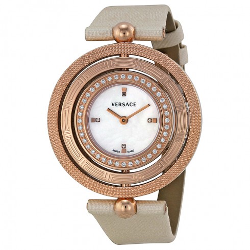 Versace Eon Lady Mother of Pearl Ivory Satin Leather Ladies Watch 80Q81SD498-S002 watches