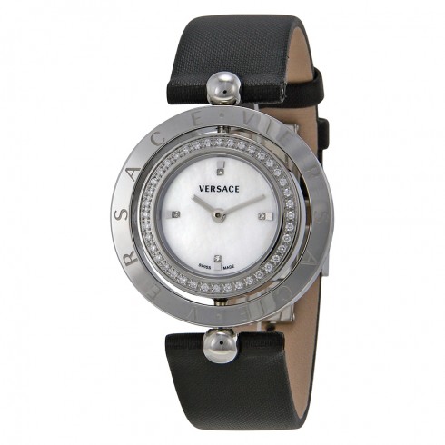 Versace Eon Mother of Pearl Dial Black Leather Ladies Watch 79Q91SD498-S009 watches
