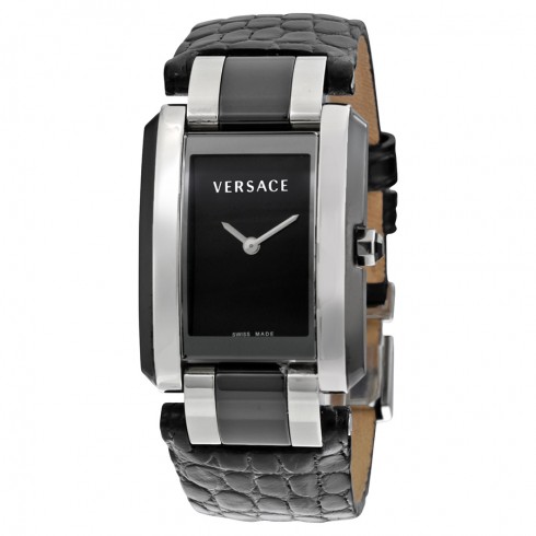 Versace Era Black Dial Black Crocodile Leather Ladies Watch 70Q99D009-S009 watches