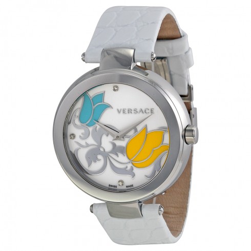 Versace Mystique F.I9Q White Tulip Dial White Leather Ladies Watch 19Q99SD1TU-S001 watches