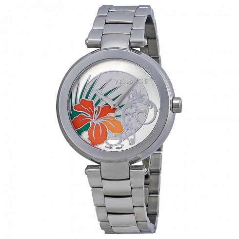 Versace Mystique Silver Hibiscus Dial Stainless Steel Ladies Watch 19Q99D1HI-S099 watches