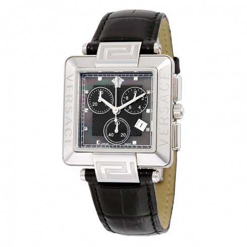 Versace Reve Carre Chronograph Black Dial Stainless Steel Ladies Watch 88C99SD008-S009 watches