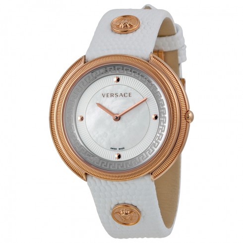 Versace Thea Mother of Pearl Dial White Leather Ladies Watch VA7030013 watches