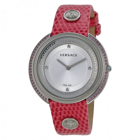Versace Thea Silver Dial Pink Lizard Ladies Watch VA707-0013 watches