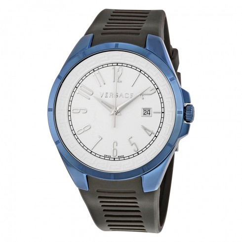 Versace V-Man White Dial Black Rubber Men's Watch P7QB8D001 S009 watches