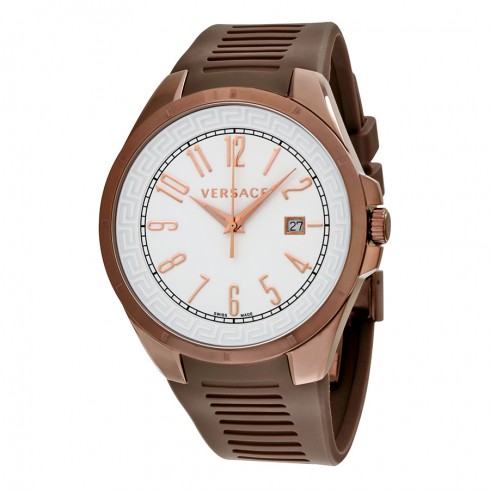 Versace V-Man White Dial Brown Rubber Men's Watch P7QM6D001-S497 watches