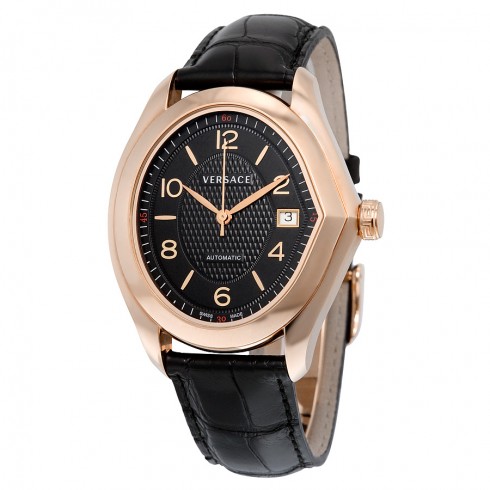Versace V-Master Black Dial Leather Strap Swiss Automatic Men's Watch 20A380D009S009 watches