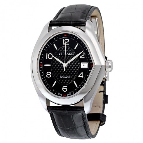 Versace V-Master Swiss Automatic Black Dial Blackl Leather Men's Watch 20A399D009-S009 watches