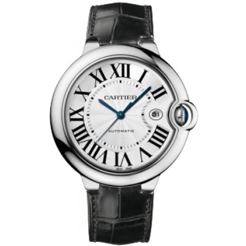Cartier Ballon Bleu 18kt White Gold Black Leather Automatic Men's Watch W6901351 watches