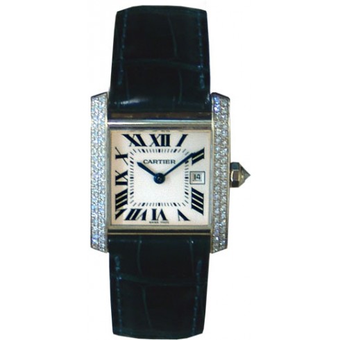 Cartier Tank Francaise 18kt White Gold Diamond Midsize Watch WE101751 watches