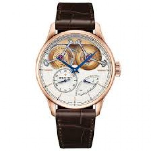 Zenith Academy Georges Favre-Jacot Automatic Silver Grained Dial Brown Leather Men's Watch 18.2210.4810/01.C713 watches