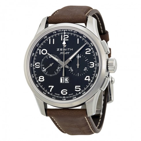 Zenith Big Pilot Chronograph Black Dial Brown Leather Men's Watch 0324104010.21C722 watches
