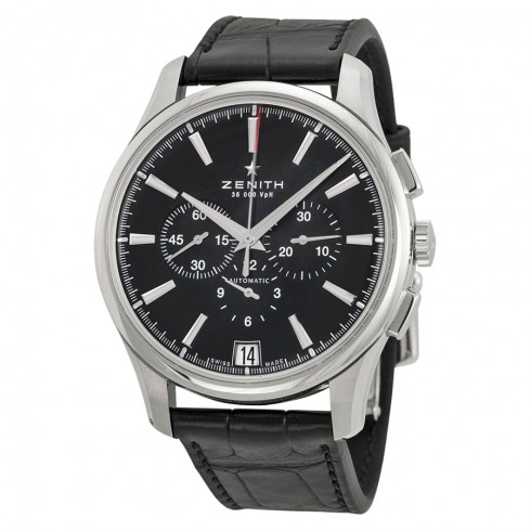 Zenith Captain Chronograph Black Dial Black Leather Men's Watch 03.2110.400-22.C493 watches