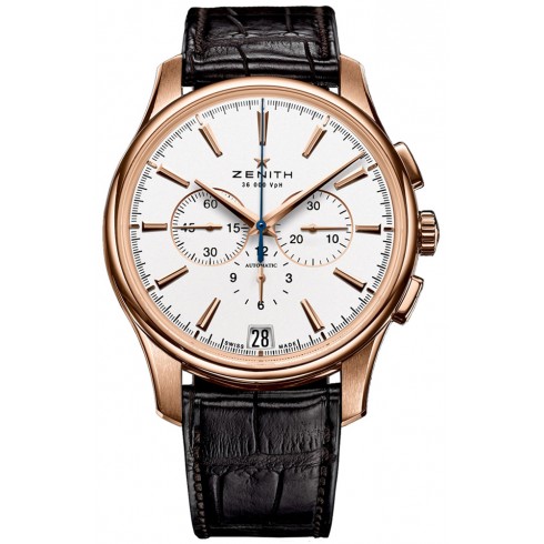 Zenith Captain Chronograph Silver Dial Rose Brown Leather Men's Watch 18.2111.400/01.C498 watches