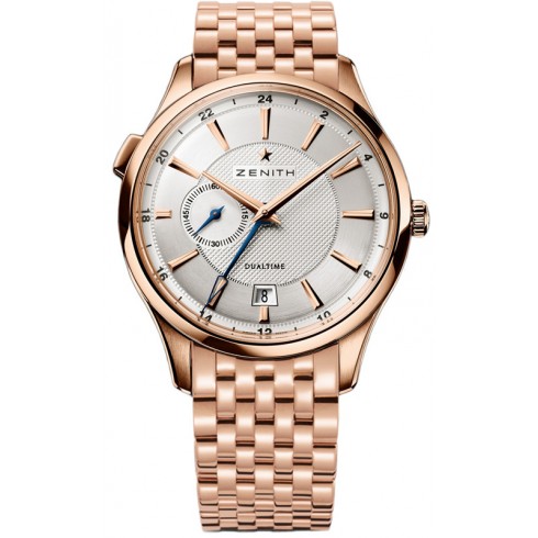 Zenith Captain Dual Time Silver Dial Rose Gold Polished Men's Watch 18.2130.682/02.M2130 watches