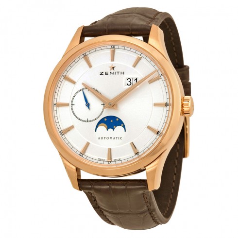 Zenith Captain Moonphase Silver Dial 18kt Rose Gold Men's Watch 18214369101C498 watches