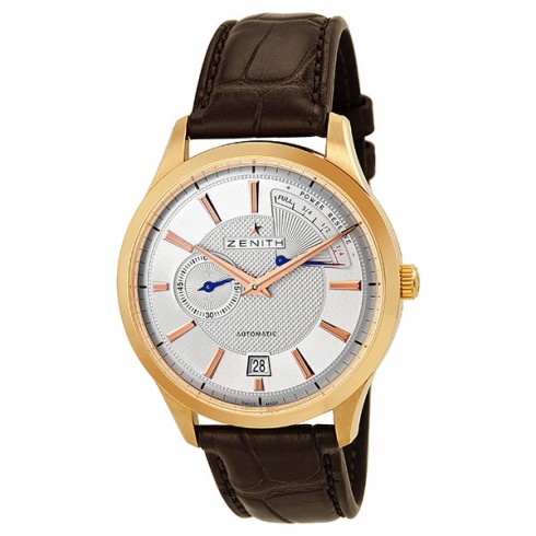 Zenith Captain Power Reserve Silver Dial 18kt Rose Gold Black Leather Men's Watch 18212068502C498 watches
