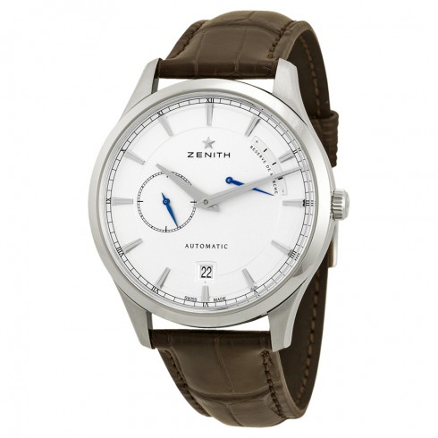 Zenith Captain Power Reserve Silver Dial Brown Alligator Leather Men's Watch 03212268501C498 watches