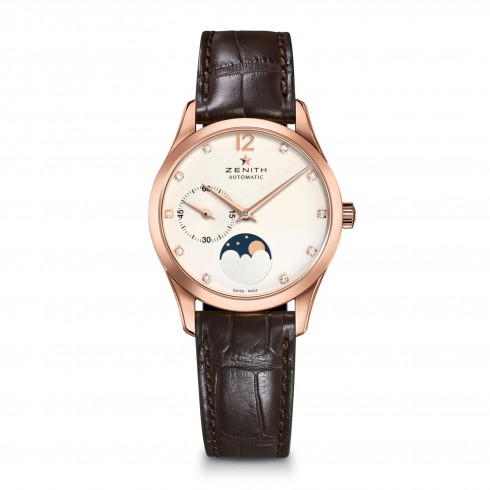 Zenith Captain Ultra Thin Moonphase Opaline Dial 18kt Rose Gold Ladies Watch 18231169203C498 watches