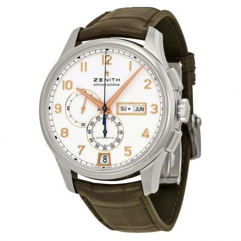 Zenith Captain Winsor Chronograph White Dial Brown Leather Men's Watch 032072405401C711 watches