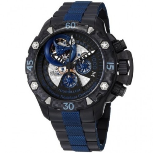 Zenith Defy Xtreme Tourbillon Sea Skeleton Dial Black and Blue Titanium Men's Watch 96.0529.4035-51.M533 watches