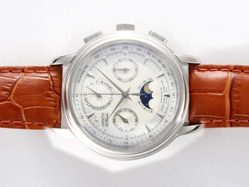 Zenith El Primero 01.0240.410-02.C495 Stainless Steel Case Round White Dial Watch watches