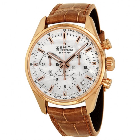 Zenith El Primero 36 000 VpH Mother of Pearl Dial 18kt Rose Gold Brown Leather Ladies Watch 18215040082C709 watches