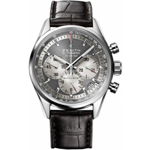 Zenith El Primero 36000 VPH Grey Dial Chronograph Brown Leather Automatic Ladies Watch 03215040021C709 watches