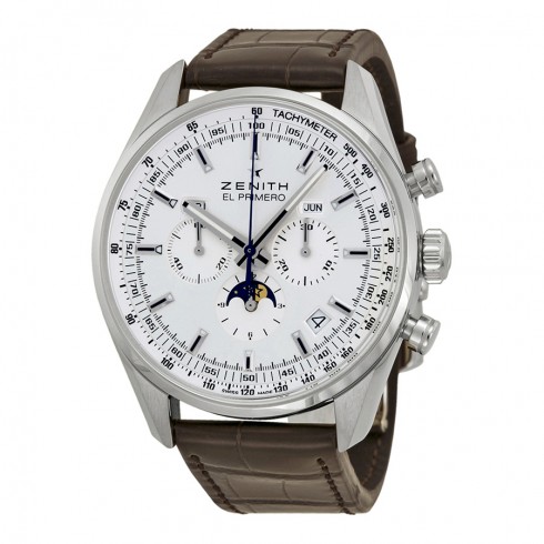 Zenith El Primero 410 Chronograph Silver Dial and Brown Leather Men's Watch 03209141001C494 watches