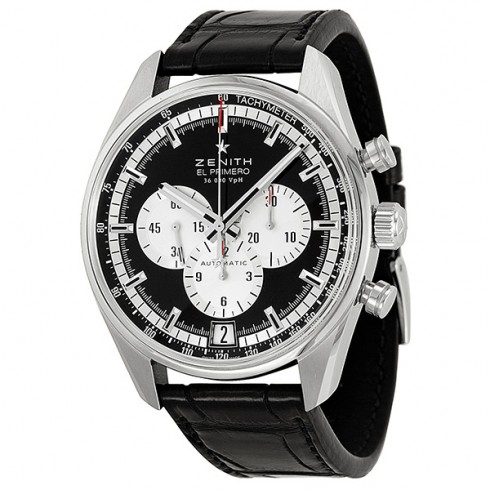 Zenith El Primero Black Dial Stainless Steel Black Alligator Leather Men's Watch 03204040022C496 watches