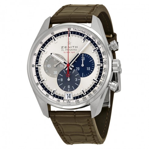 Zenith El Primero Chronograph Silver Dial Brown Leather Men's Watch 03204040069C494 watches
