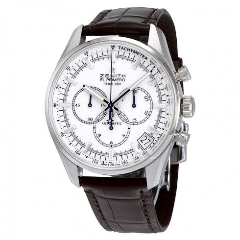Zenith El Primero Chronograph White Dial Brown Leather Men's Watch 03208040001C49 watches