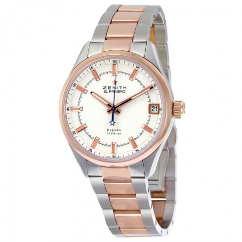 Zenith El Primero Espada White Dial Stainless Steel and 18kt Rose Gold Men's Watch 51.2170.4650/01.M2170 watches