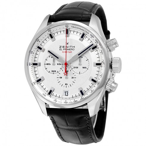 Zenith El Primero Sport Chronograph Automatic Silver Dial Brown Leather Men's Watch 03228040001C713 watches