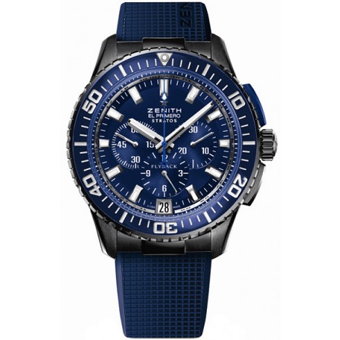 Zenith El Primero Stratos Flyback AMERICAS Blue Dial Blue Rubber Men's Watch 24.2066.405-57.R514 watches