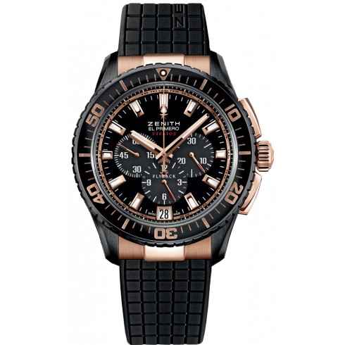 Zenith El Primero Stratos Flyback Black Dial Black Rubber Men's Watch 85.2060.405/23.R515 watches