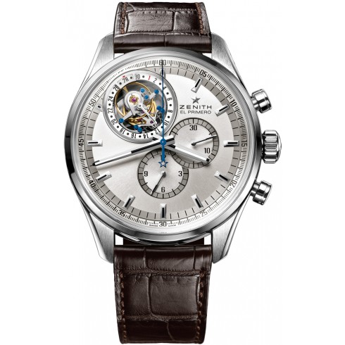 Zenith El Primero Tourbillon Chronograph Silver Dial Brown Leather Men's Watch 03.2050.4035/01.C713 watches