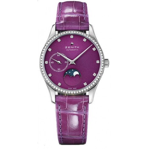 Zenith Elite Violet Dial Automatic Moonphase Ladies Watch watches