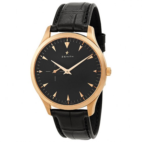 Zenith Heritage Ultra Thin Black Dial 18kt Rose Gold Black Leather Men's Watch 18201068121C493 watches