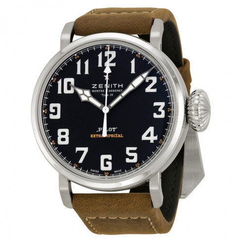 Zenith Pilot 20 Extra Special Black Dial Brown Leather Men's Watch 032430300021C738 watches