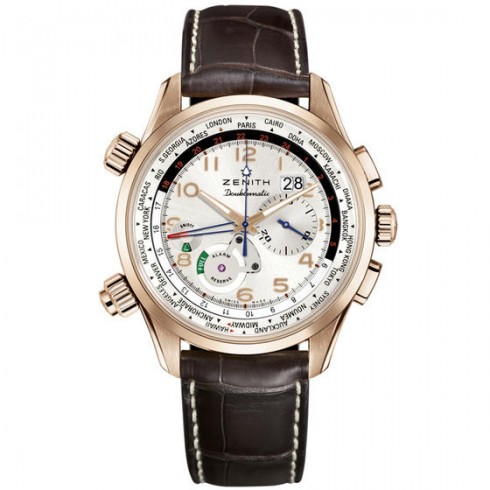 Zenith Pilot Doublematic Silver Dial Brown Leather Men's Watch 18.2400.4046/01.C721 watches