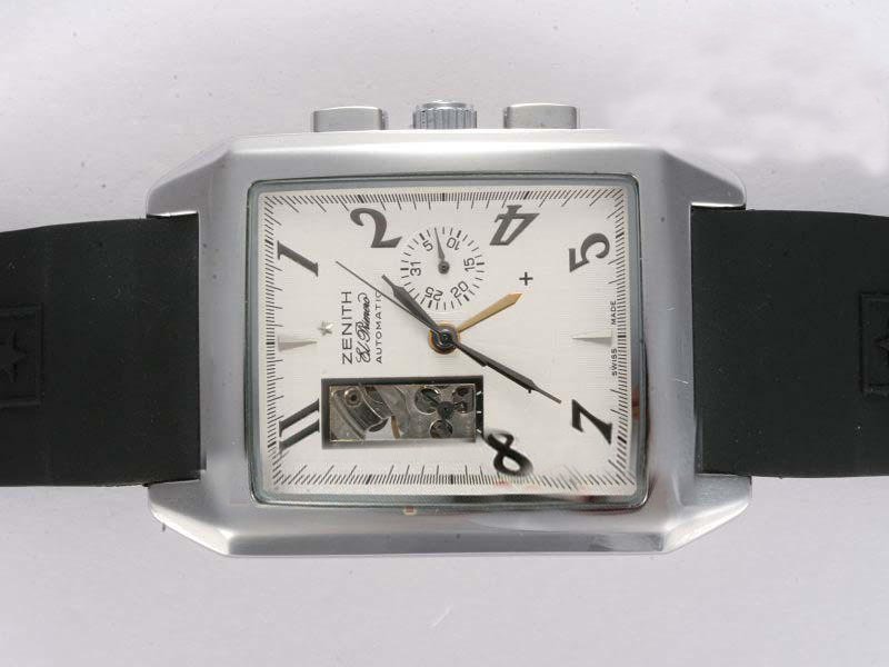 Zenith Port Royal Open Grande 03.0550.4021/01.C503 36x51mm Mens Black Ostrich Leather Strap Watch watches