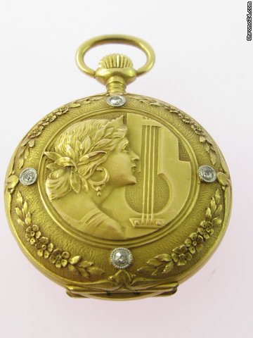 replica IWC MINIATUR PRUNKTASCHENUHR 18KT GOLD 4 BRILANTEN WATCHES 1 